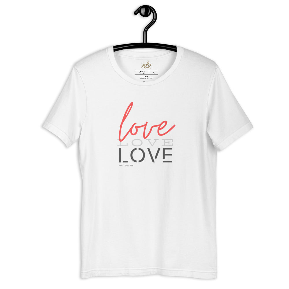 "Love, Love, Love" Short-Sleeve Unisex T-Shirt